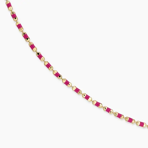 Pink Enamel Yellow Gold Golf Necklace - 2