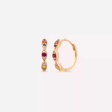 Pino 0.62 CT Multicolor Sapphire Rose Gold Earring - Nev Jewellery (1)