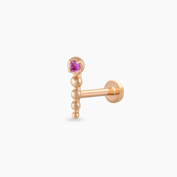 Point Pink Sapphire Rose Gold Piercing - Nev Jewellery