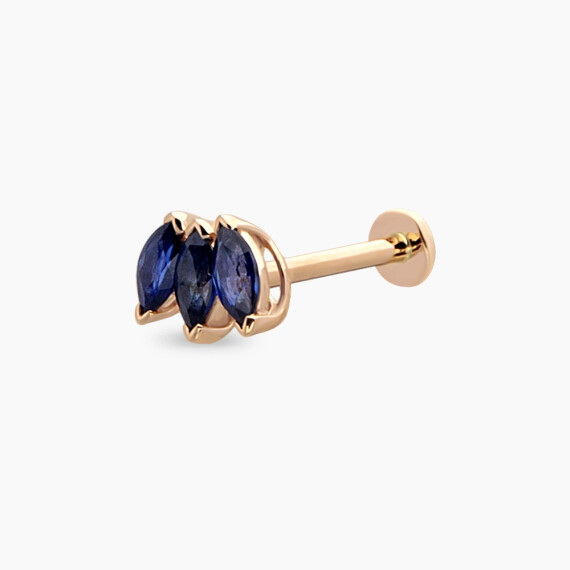 Plume Marquise Cut Sapphire Rose Gold Piercing - Nev Jewellery
