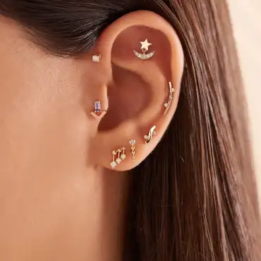 Point Light Blue Sapphire Rose Gold Single Earring - Nev Jewellery (1)