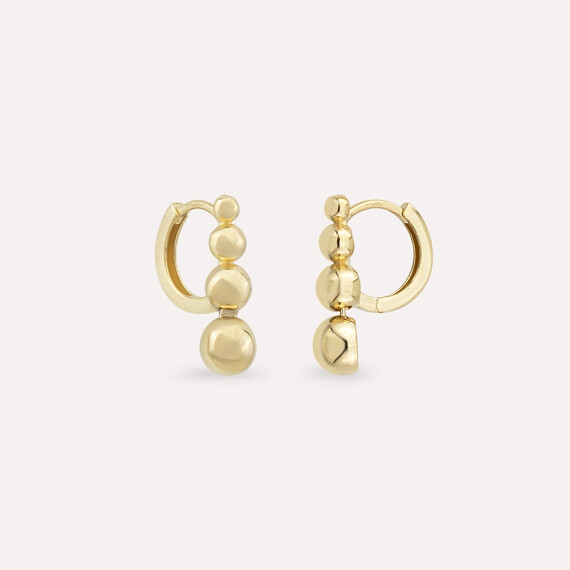 Point Sarı Altın Halka Küpe - Nev Jewellery