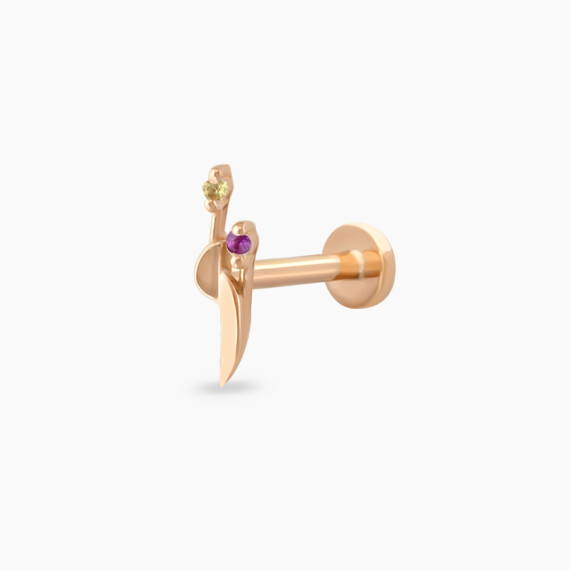 Poise Multicolor Sapphire Rose Gold Piercing - Nev Jewellery