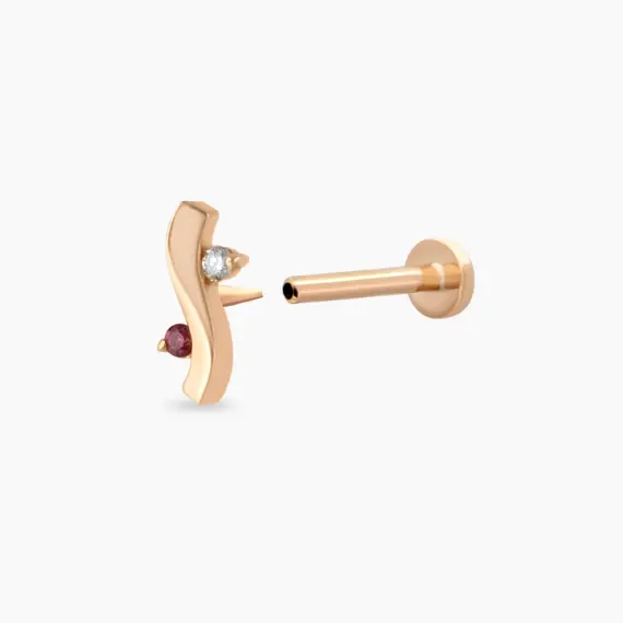 Poise Red Sapphire and Diamond Rose Gold Piercing - 4