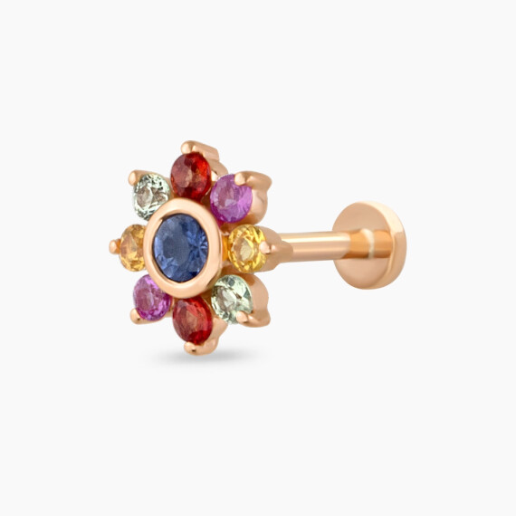 Pollen Multicolor Sapphire Rose Gold Piercing - Nev Jewellery