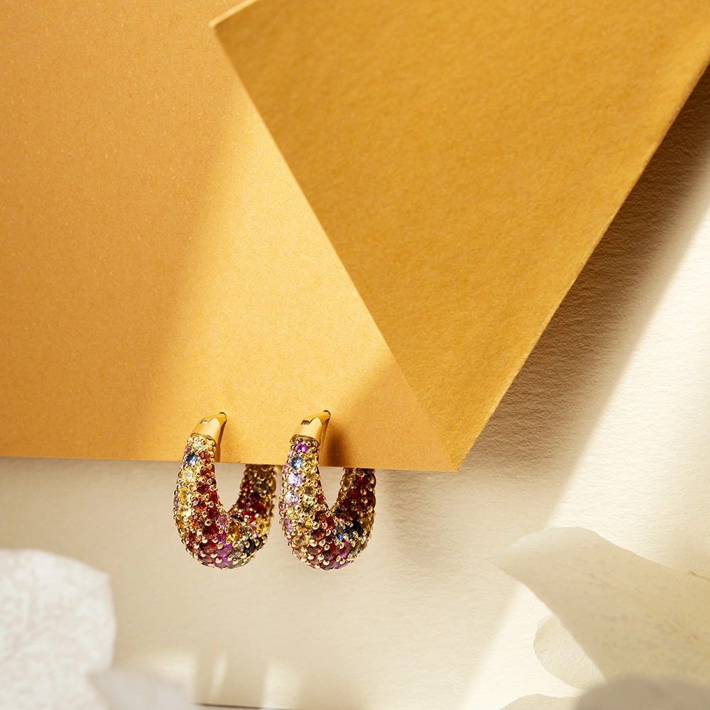 Poly 4.29 CT Multicolor Sapphire Rose Gold Earring - 3