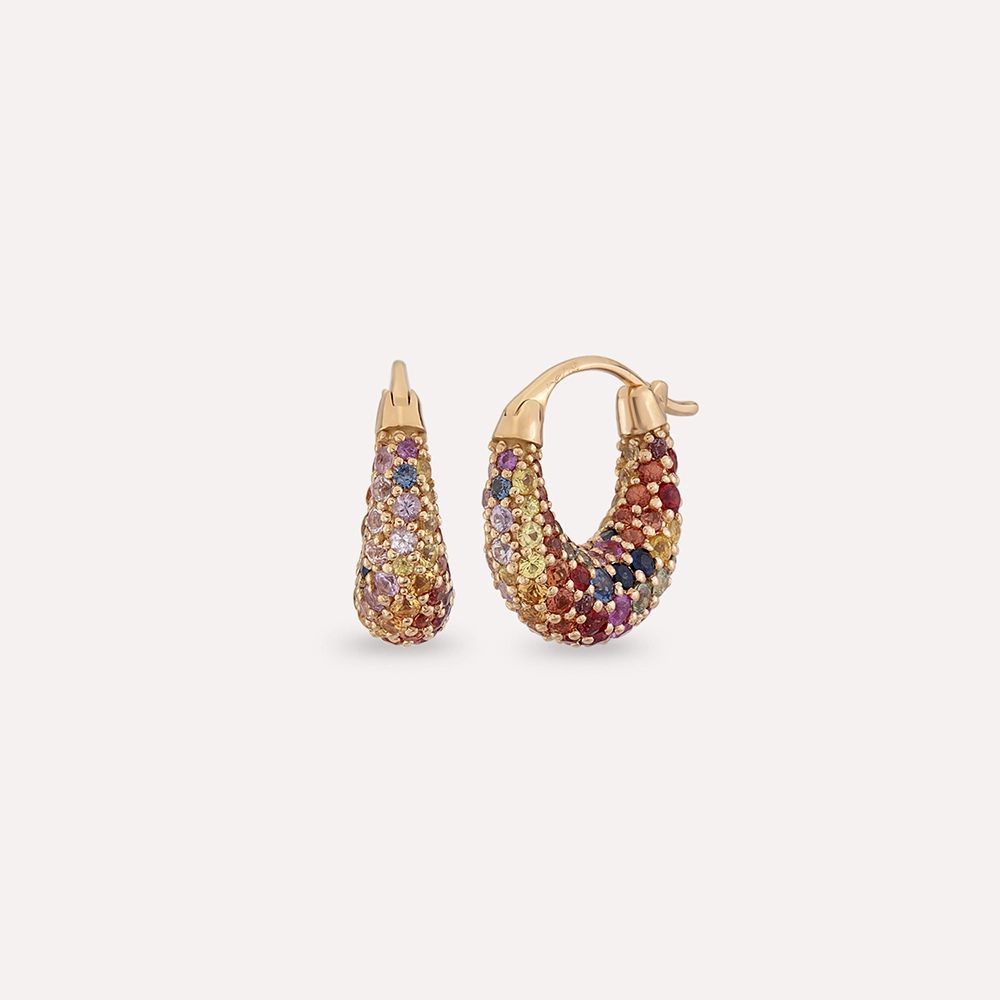 Poly 4.29 CT Multicolor Sapphire Rose Gold Earring - Nev Jewellery (1)