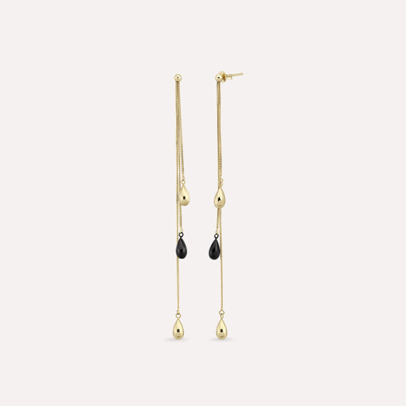 Poof Yellow Gold Dangling Earring - Nev Jewellery