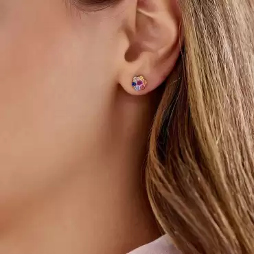 Posy 1.43 CT Multicolor Sapphire Rose Gold Earring - Nev Jewellery (1)