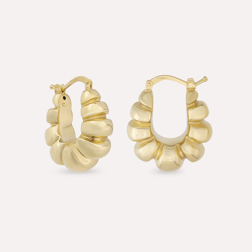 Puff Yellow Gold Italian Earring - 2