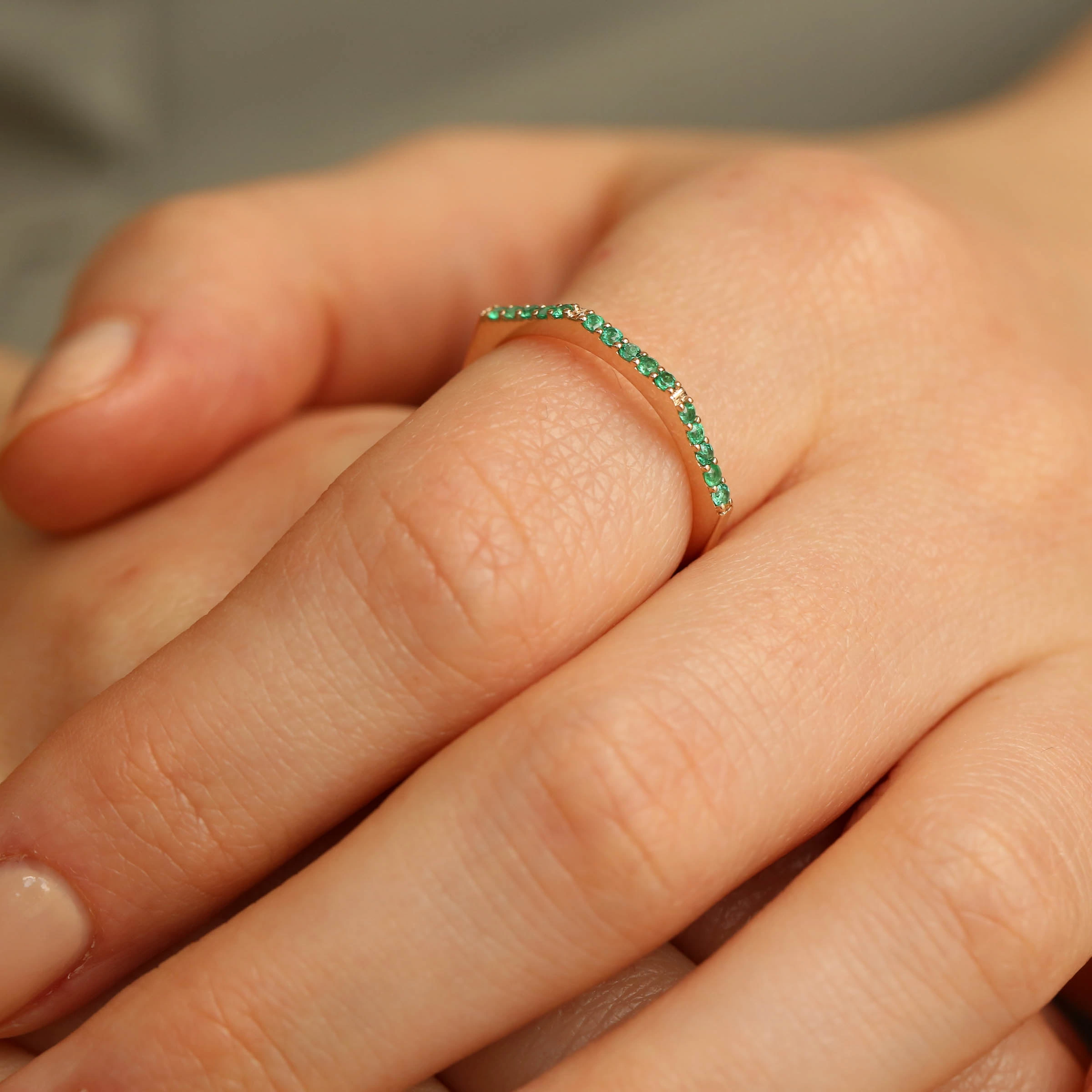 Pure 0.10 CT Emerald Rose Gold Ring - Nev Jewellery (1)