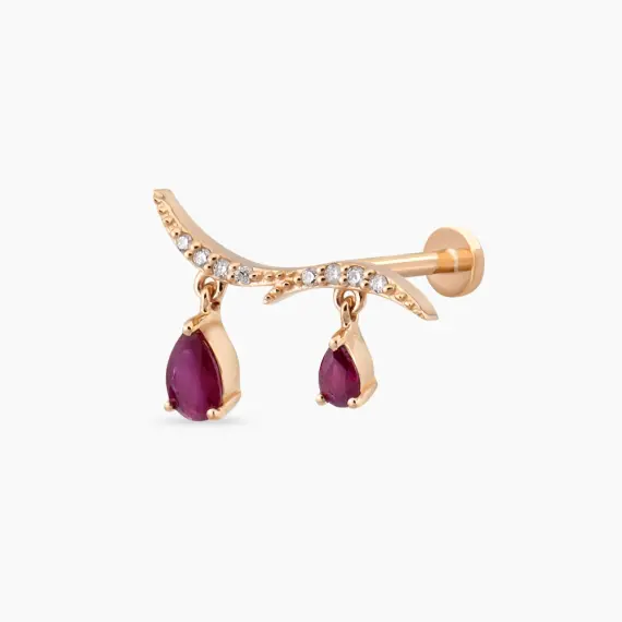 Pyxis Ruby and Diamond Rose Gold Piercing - 1