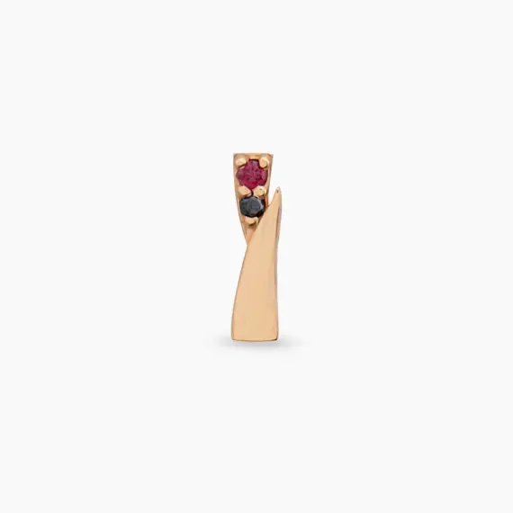 Rea Red Sapphire and Black Diamond Rose Gold Piercing - 3