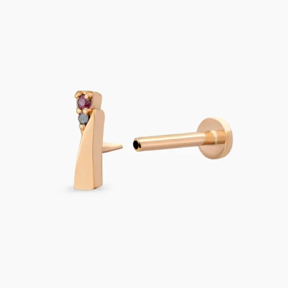 Rea Red Sapphire and Black Diamond Rose Gold Piercing - 4