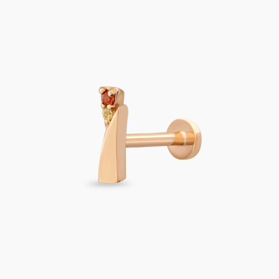 Rea Yellow and Orange Sapphire Rose Gold Piercing - Nev Jewellery