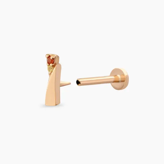 Rea Yellow and Orange Sapphire Rose Gold Piercing - 4