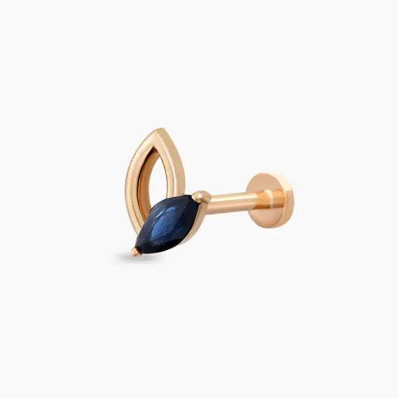 Rhea Marquise Cut Blue Sapphire Rose Gold Piercing - 2