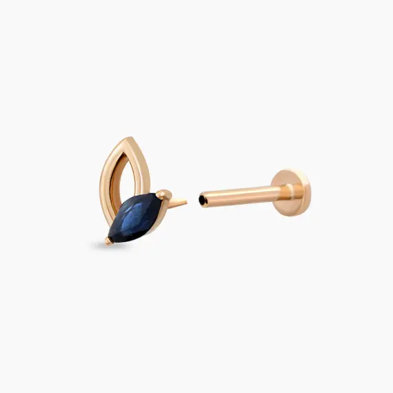 Rhea Marquise Cut Blue Sapphire Rose Gold Piercing - 4