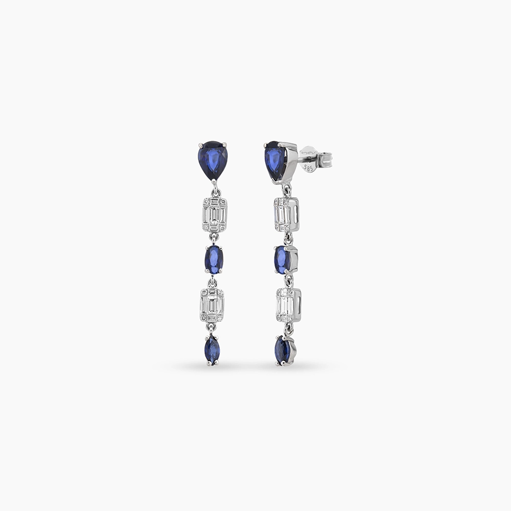 Rhythm Sapphire and Diamond White Gold Earrings - 1