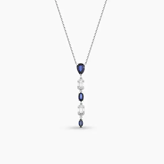 Rhythm Sapphire and Diamond White Gold Necklace - 1