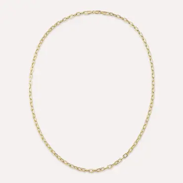Rigol Yellow Gold Papperclip Necklace - Nev Jewellery (1)