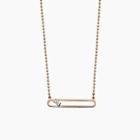 Rita 0.03 CT Baguette Cut Diamond Rose Gold Pendant - 2