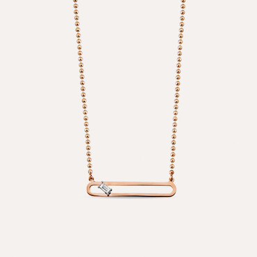 Rita 0.03 CT Baguette Cut Diamond Rose Gold Pendant - Nev Jewellery