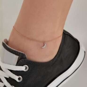 Rose Moon 0.10 CT Diamond Rose Gold Anklet - Nev Jewellery (1)