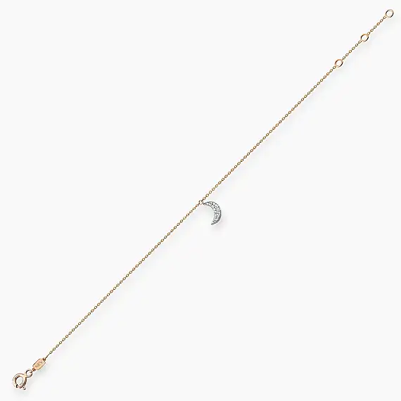 Rose Moon 0.10 CT Diamond Rose Gold Anklet - 4