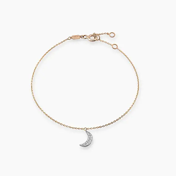 Rose Moon 0.10 CT Diamond Rose Gold Anklet - 1