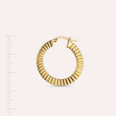 Ruffle Yellow Gold Hoop Earring - Nev Jewellery (1)