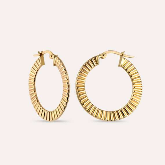 Ruffle Yellow Gold Hoop Earring - 1