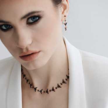 Rune 0.79 CT Diamond and Black Enamel Necklace - Nev Jewellery (1)