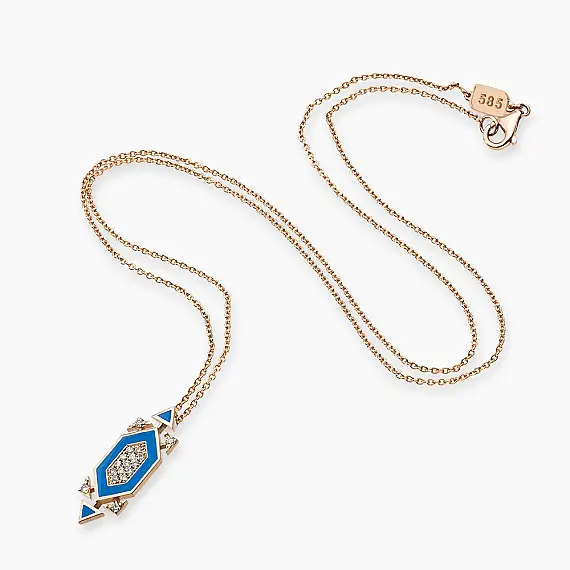 Salm 0.19 CT Diamond and Blue Enamel Pendant - 3