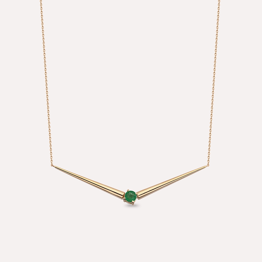 Sandy 0.34 CT Emerald Rose Gold Necklace - 5