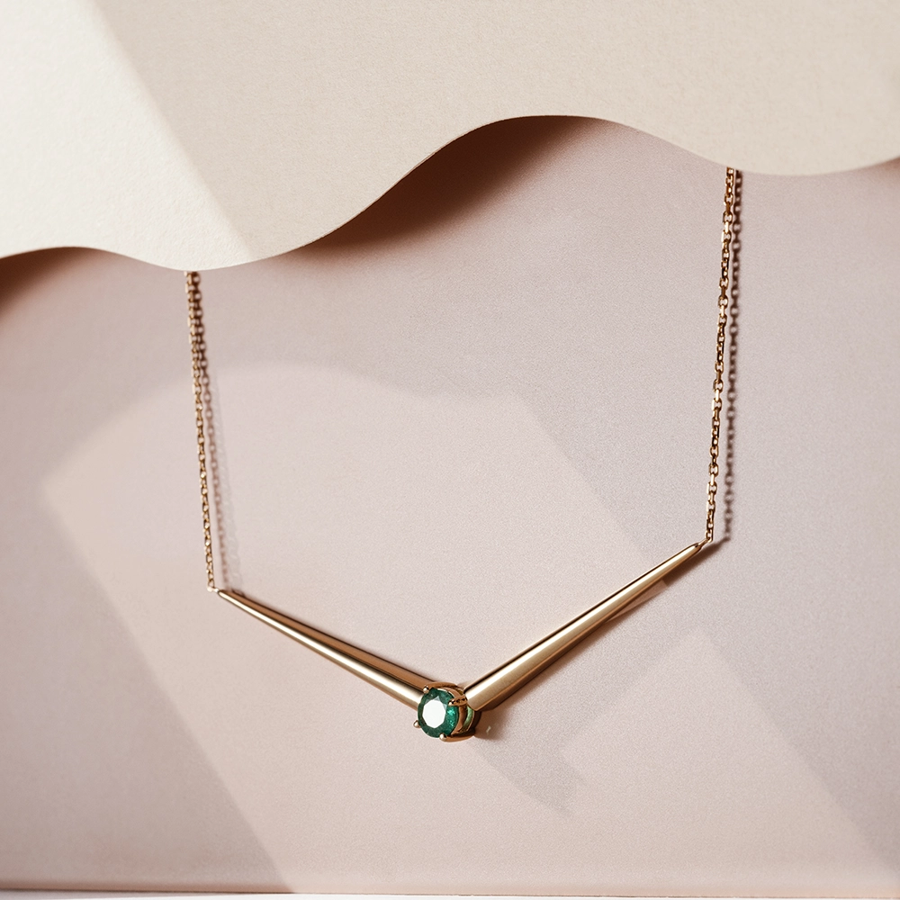 Sandy 0.34 CT Emerald Rose Gold Necklace - Nev Jewellery (1)