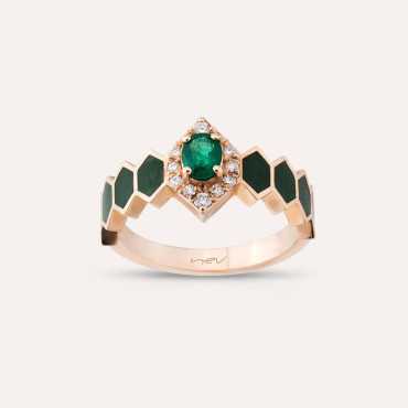 Sargas 0.41 CT Emerald and Diamond Green Enamel Ring - Nev Jewellery (1)