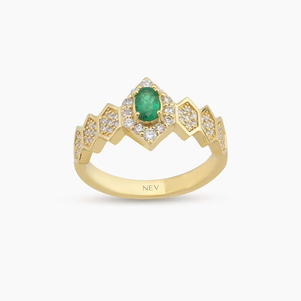 Sargas Diamond and Emerald Rose Gold Ring - Nev Jewellery (1)