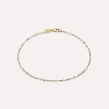 Sarı ve Beyaz Altın Dorika Detaylı Zincir Bileklik - Nev Jewellery (1)