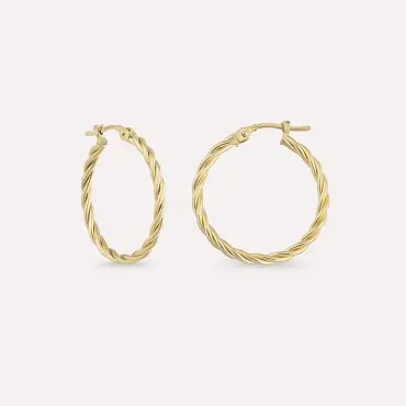 Scrow Yellow Gold Hoop Earring - Nev Jewellery (1)