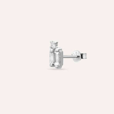 Seed 0.12 CT Baguette Cut Diamond White Gold Mini Single Earring - Nev Jewellery (1)