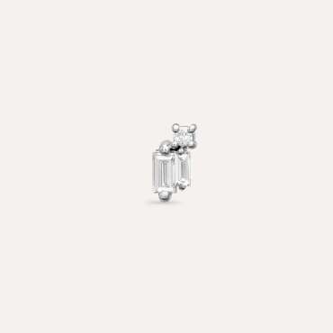 Seed 0.13 CT Baguette Cut Diamond White Gold Mini Single Earring - Nev Jewellery