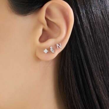 Seed 0.13 CT Baguette Cut Diamond White Gold Mini Single Earring - Nev Jewellery