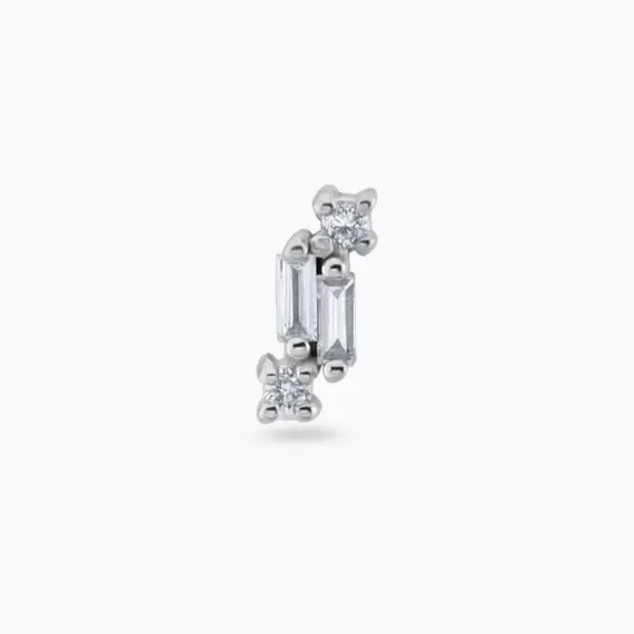 Seed 0.05 CT Baguette Cut Diamond White Gold Piercing - 4