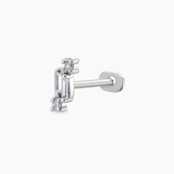 Seed 0.05 CT Baguette Cut Diamond White Gold Piercing - Nev Jewellery