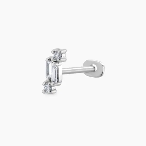 Seed 0.05 CT Baguette Cut Diamond White Gold Piercing - 1