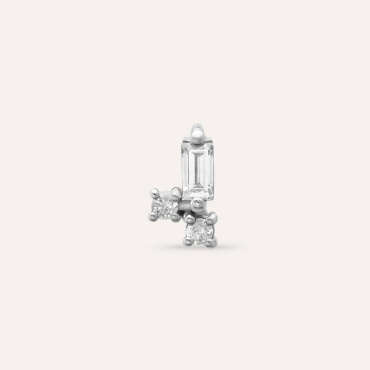 Seed 0.09 CT Baguette Cut Diamond White Gold Mini Single Earring - Nev Jewellery