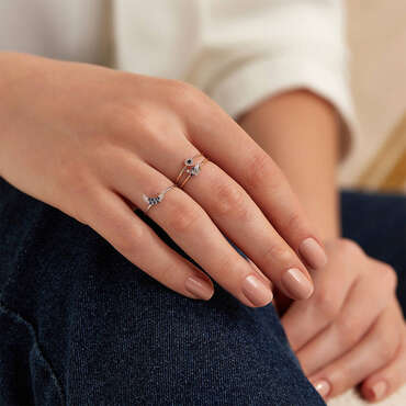 Seed 0.09 CT Multicolor Sapphire and Baguette Cut Diamond Ring - Nev Jewellery (1)