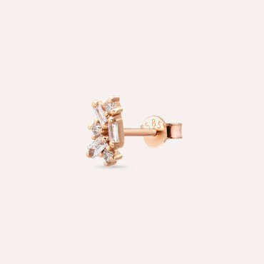 Seed 0.10 CT Baguette Cut Diamond Rose Gold Mini Single Earring - Nev Jewellery (1)
