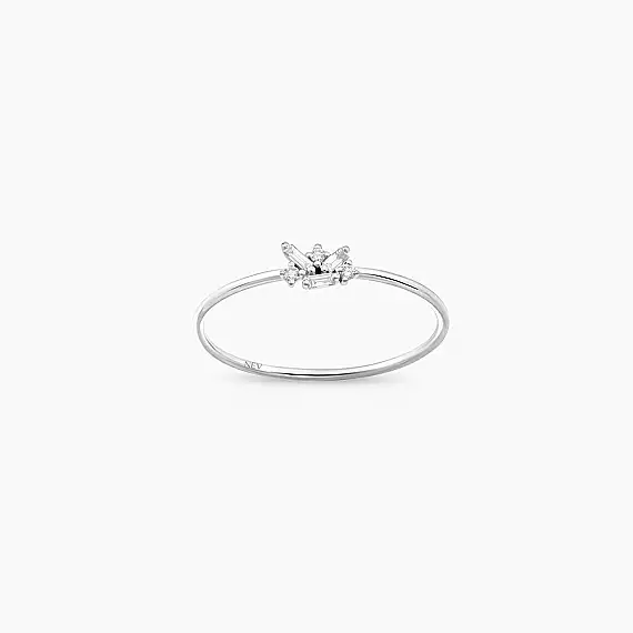 Seed 0.10 CT Baguette Cut Diamond White Gold Ring - 1